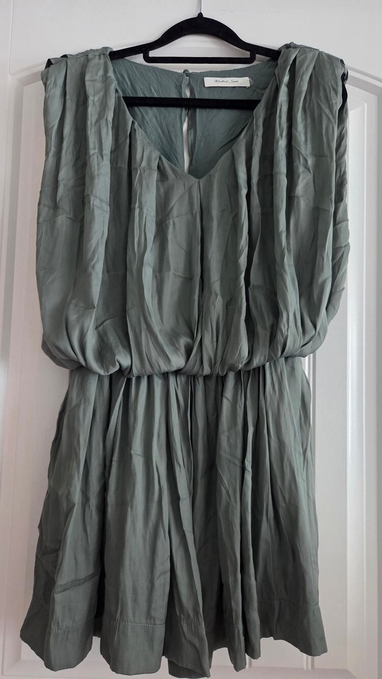 Mustard Seed Olive Green Draped V-Neck Romper Shorts Sz S S19536
